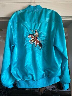 West Ark Vintage Satin Bomber Jacket - L